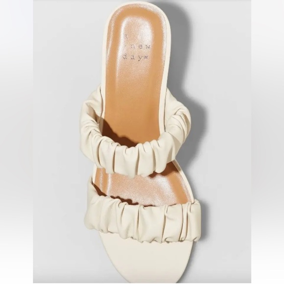 A New Day | Wanda Ruched Block Heeled Sandals - Cream - Picture 11 of 12